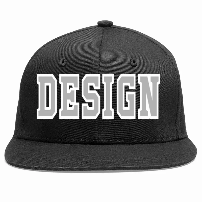 Baseball Cap For Seasonal Styles-Custom Black Gray-White Flat Eaves Sport Baseball Cap Design for Men/Women/Youth