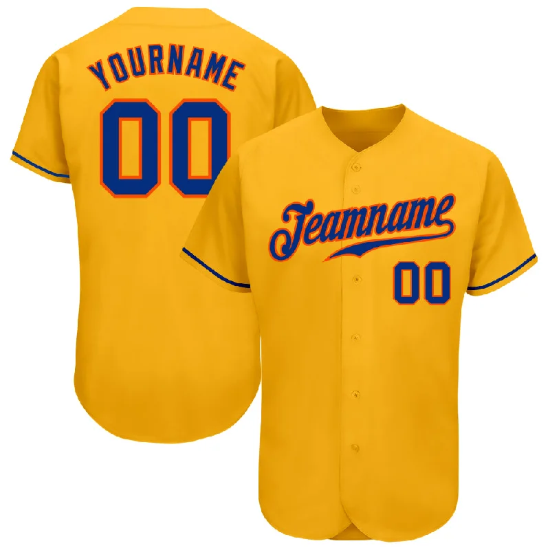 Baseball Jersey With Dye-Sublimation Printing-Custom Gold Royal-Orange Authentic Baseball Jersey