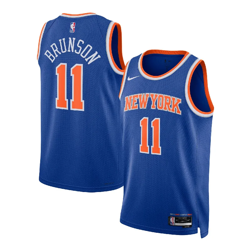 Basketball Jersey With Custom Team Name and Logo-Jalen Brunson New York Knicks Unisex Swingman Basketball Jersey - Icon Edition - Blue