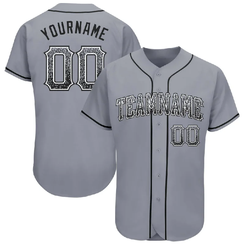 Baseball Jersey For All-Weather Protection-Custom Gray Black-White Authentic Drift Fashion Baseball Jersey