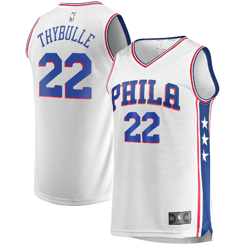 Basketball Jersey With Stretchable Fabric-Matisse Thybulle Philadelphia 76ers Branded Fast Break Basketball Jersey - Association Edition - White