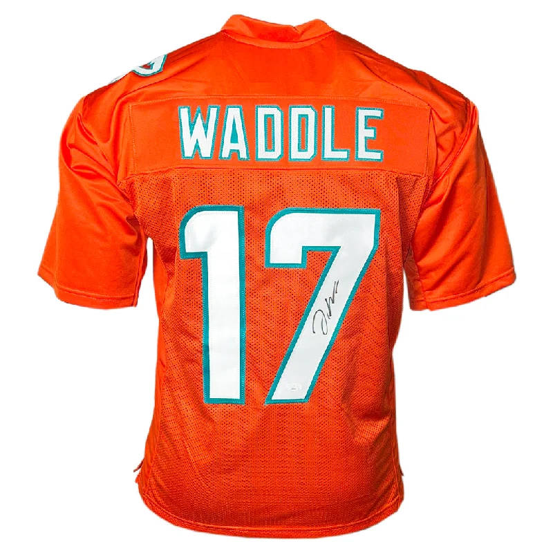 Rugby Jersey With Custom Graphics-Jaylen Waddle Signed Miami Orange Football Jersey (JSA)