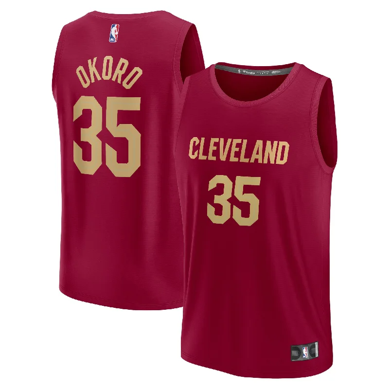 Basketball Jersey With Custom Graphics-Isaac Okoro Cleveland Cavaliers Branded Fast Break Basketball Jersey - Icon Edition - Wine