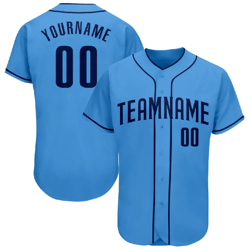 Baseball Jersey For Women-Custom Powder Blue Navy Authentic Baseball Jersey