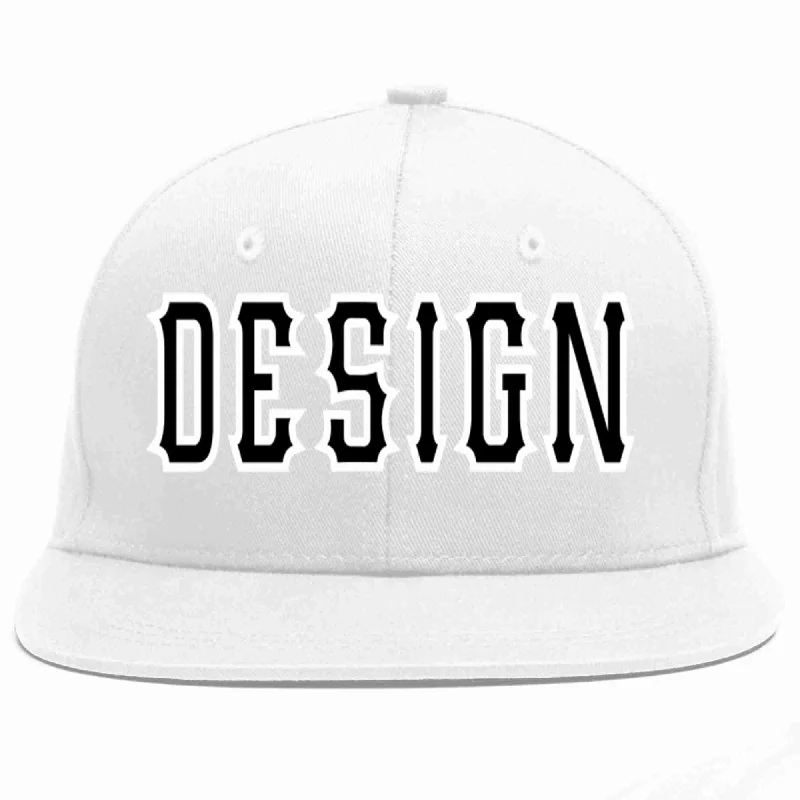 Baseball Cap For Group Orders-Custom White Black-White Flat Eaves Sport Baseball Cap Design for Men/Women/Youth