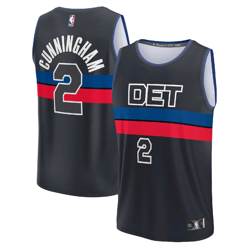 Basketball Jersey With Vintage Look-Cade Cunningham Detroit Pistons Branded Fast Break Basketball Jersey - Statement Edition - Black