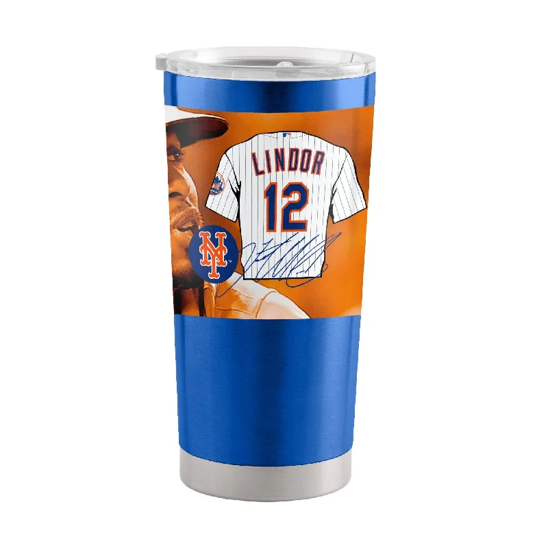 Personalized Team Mug For Team Building-New York Mets Francisco Lindor 20oz Stainless Steel Tumbler