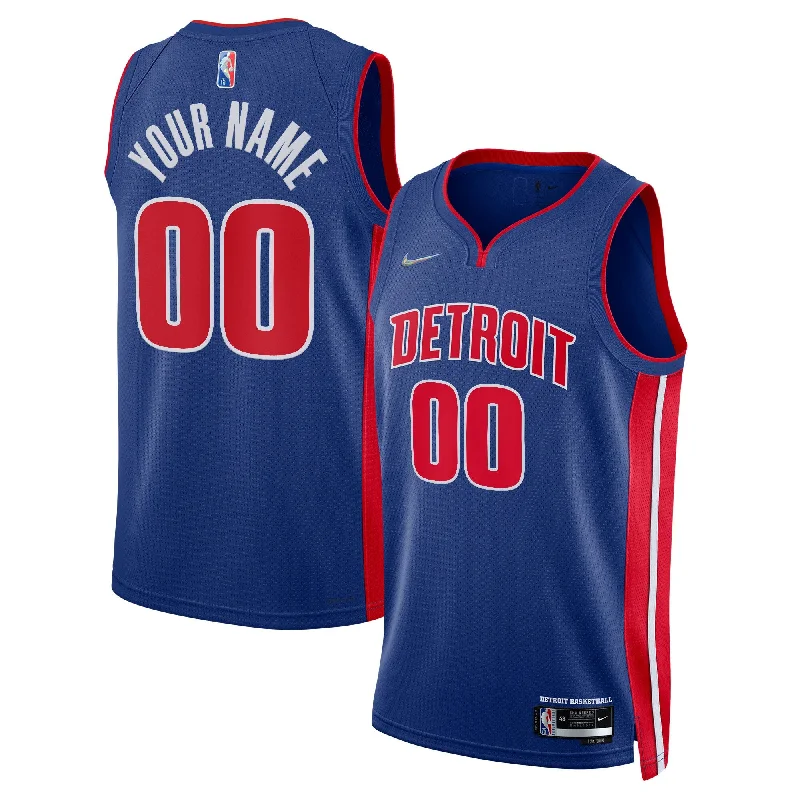 Basketball Jersey With Custom Collar-Detroit Pistons 2021/22 Diamond Swingman Custom Basketball Jersey - Icon Edition - Blue