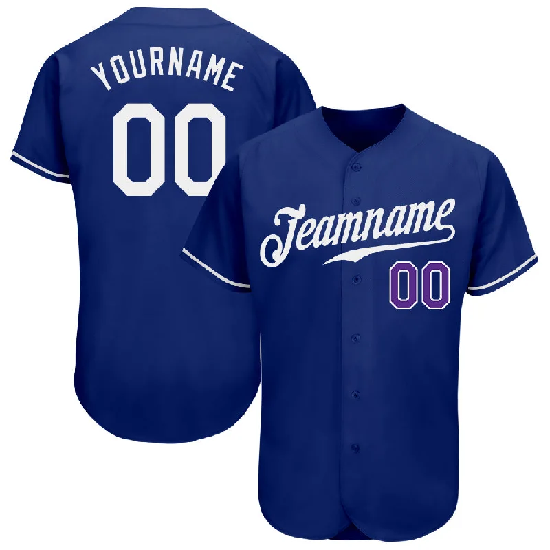 Baseball Jersey For Group Orders-Custom Royal White-Purple Authentic Baseball Jersey