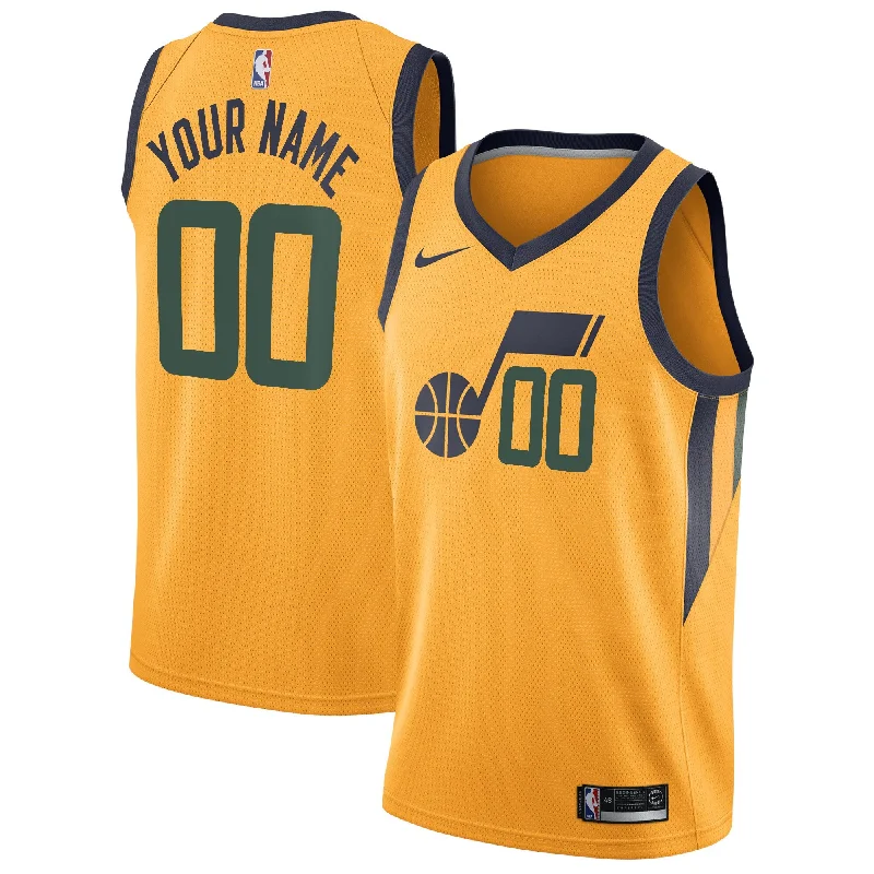 Basketball Jersey With Custom Player Names-Utah Jazz Swingman Custom Basketball Jersey - Statement Edition - Gold