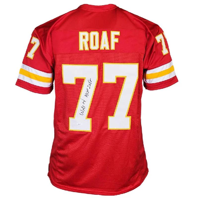 Rugby Jersey For Sports Competitions-Willie Roaf Signed HOF 12 Inscription Kansas City Red Football Jersey (BECKETT)