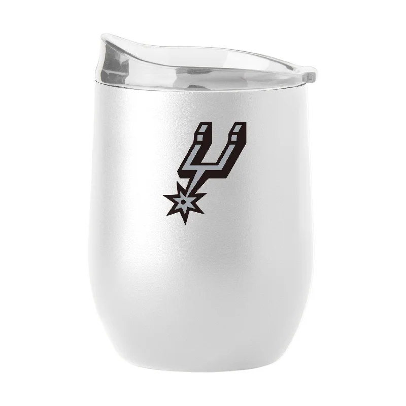 Team Mug For Regional School Teams-San Antonio Spurs 16oz Swagger White Powder Coat Curved Beverage