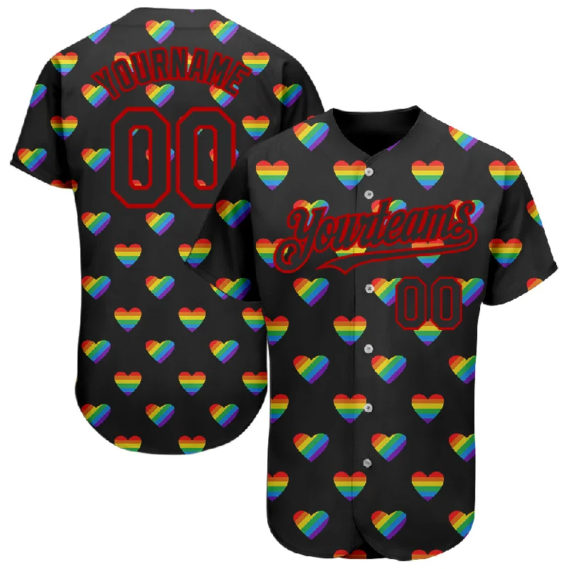 Baseball Jersey With Custom Graphics-Custom Rainbow For Pride Month Love Is Love LGBT 3D Authentic Baseball Jersey