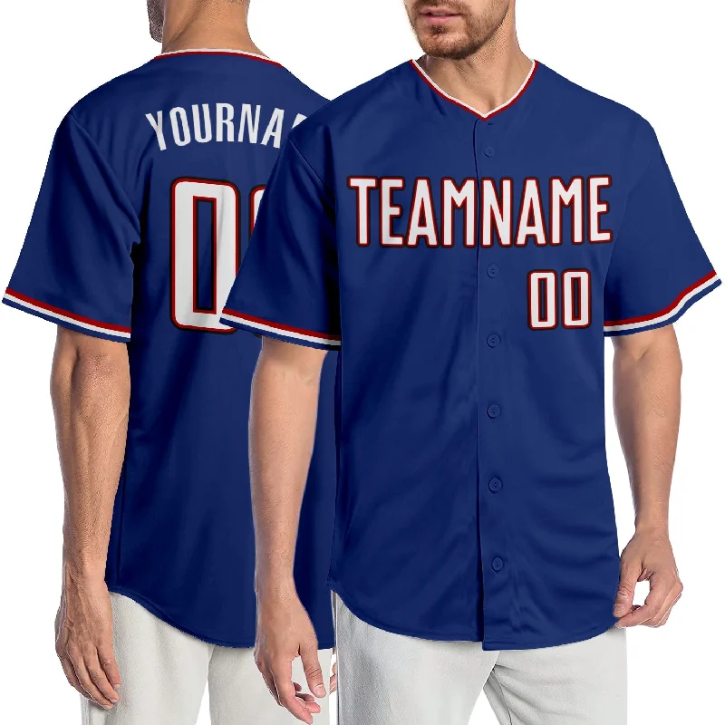 Baseball Jersey With Custom Numbers-Custom Royal White-Red Authentic Baseball Jersey