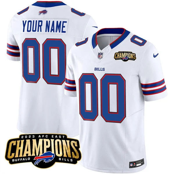 Football Jersey With Vintage Look-Men's Buffalo Bills Active Player Custom White 2023 F.U.S.E. AFC East Champions Ptach Football Stitched Jersey