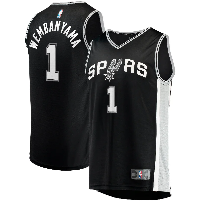 Basketball Jersey With Custom Colors-Victor Wembanyama San Antonio Spurs Branded Big & Tall Fast Break Basketball Jersey Black - Icon Edition