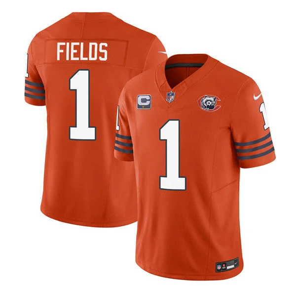 Football Jersey For Alumni Apparel-Men's Chicago Bears #1 Justin Fields Orange 2023 F.U.S.E. With 1-star C Patch Throwback Limited Football Stitched Game Jersey