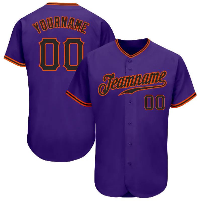 Baseball Jersey For Popular Baseball Brands-Custom Purple Black-Orange Authentic Baseball Jersey