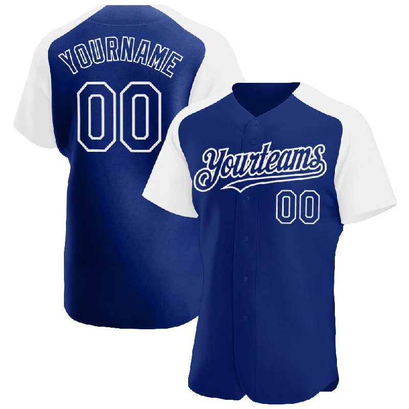 Baseball Jersey For Sports Lovers Gifts-Custom Royal White Authentic Raglan Sleeves Baseball Jersey