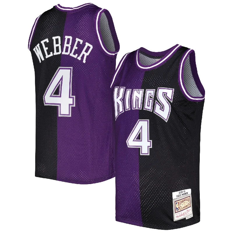 Basketball Jersey For Corporate Customization-Chris Webber Sacramento Kings Hardwood Classics 2000/01 Split Swingman Basketball Jersey - Purple/black