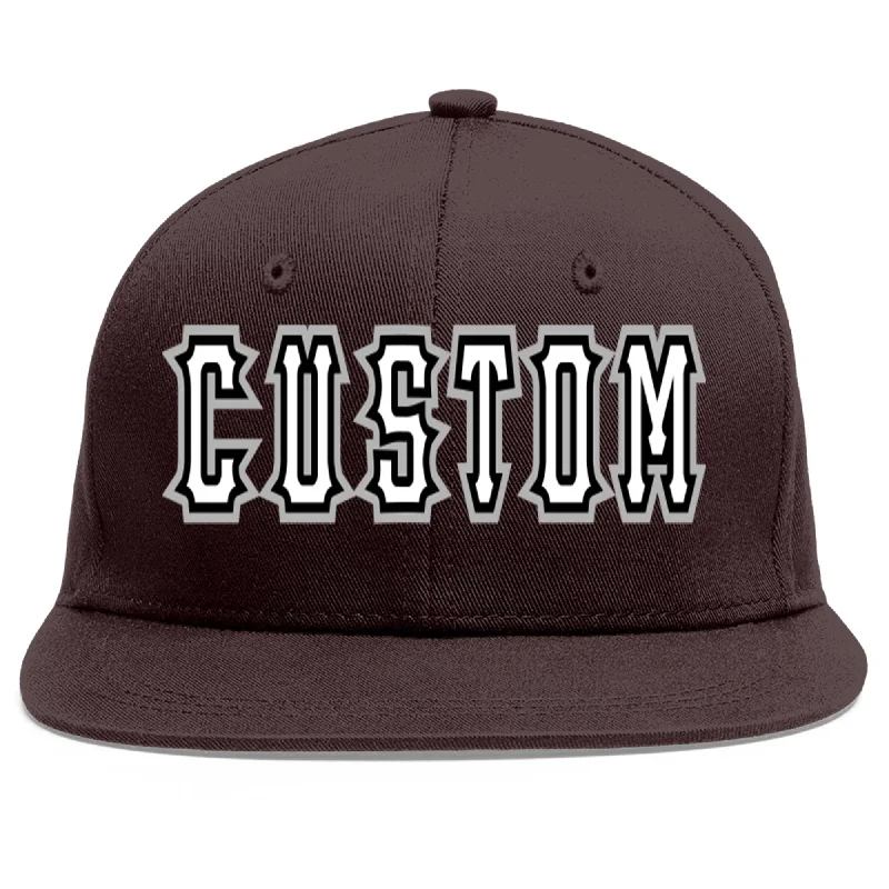 Baseball Cap With Team Colors-Custom Brown White-Black Flat Eaves Sport Baseball Cap