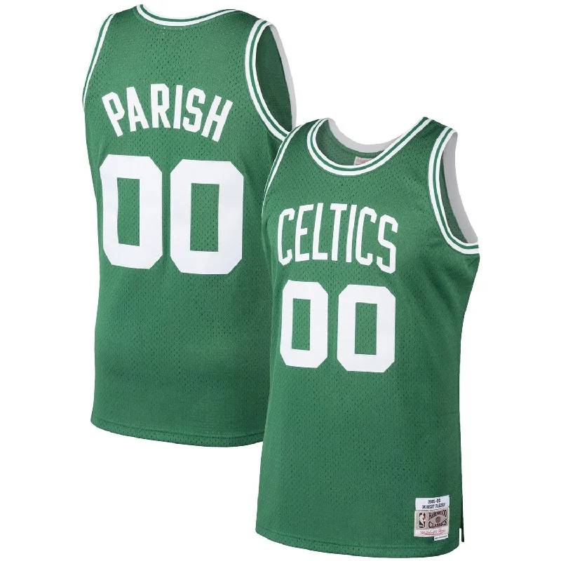 Basketball Jersey With Embroidered Team Logo-Robert Parish Boston Celtics 1985/86 Hardwood Classics Swingman Basketball Jersey - Kelly Green