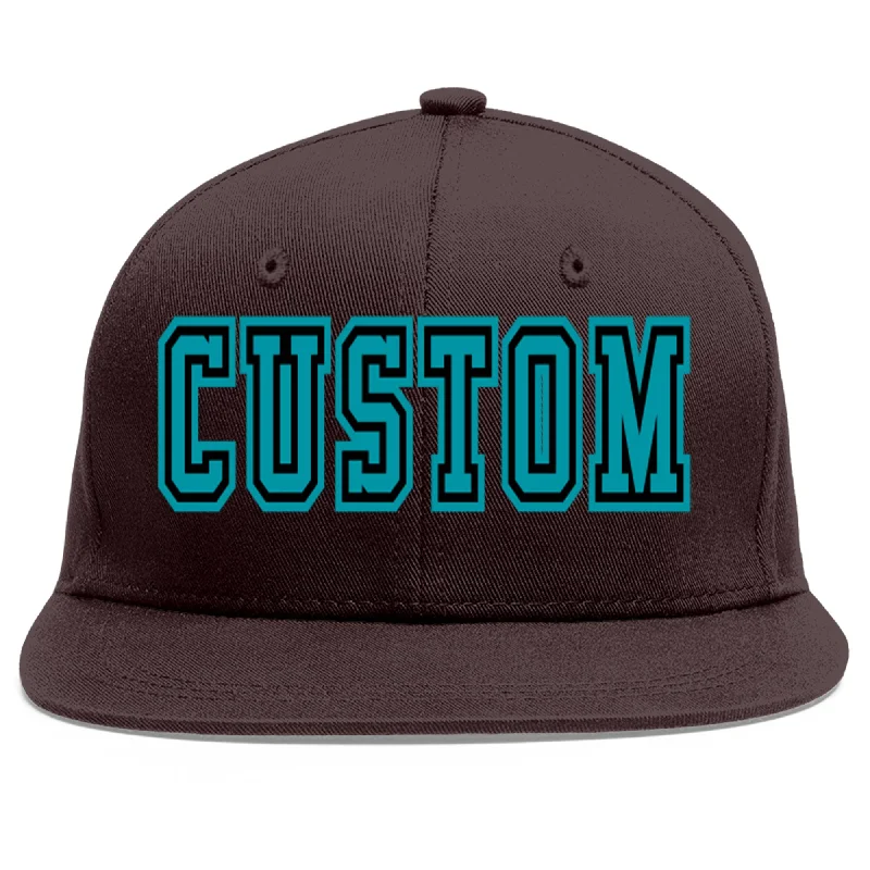 Baseball Cap For Limited Edition Apparel-Custom Brown Aqua-Black Flat Eaves Sport Baseball Cap