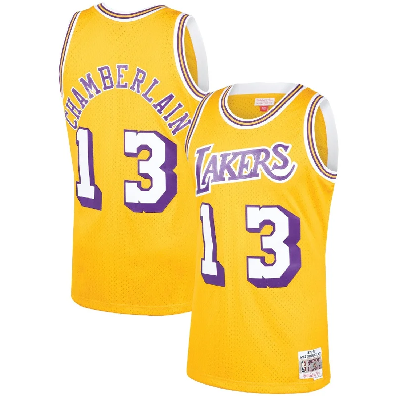 Basketball Jersey For Family Reunions-Wilt Chamberlain Los Angeles Lakers 1971/72 Hardwood Classics Swingman Basketball Jersey - Gold