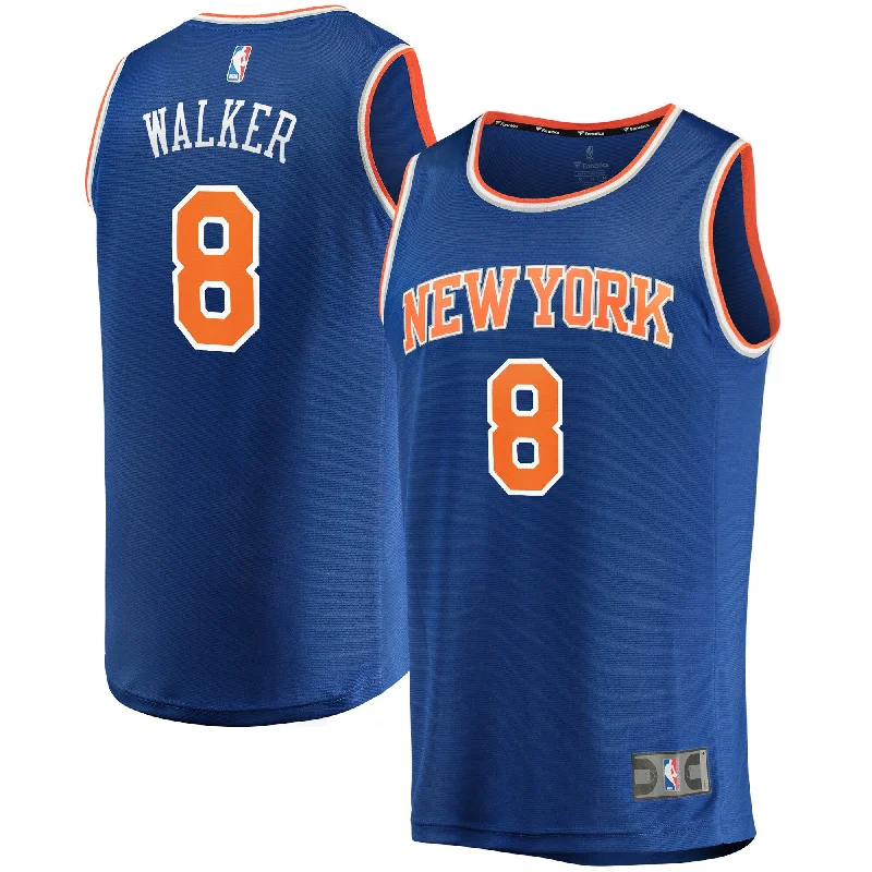 Basketball Jersey With Printed Team Names-Kemba Walker New York Knicks Branded Fast Break Basketball Jersey - Icon Edition - Blue