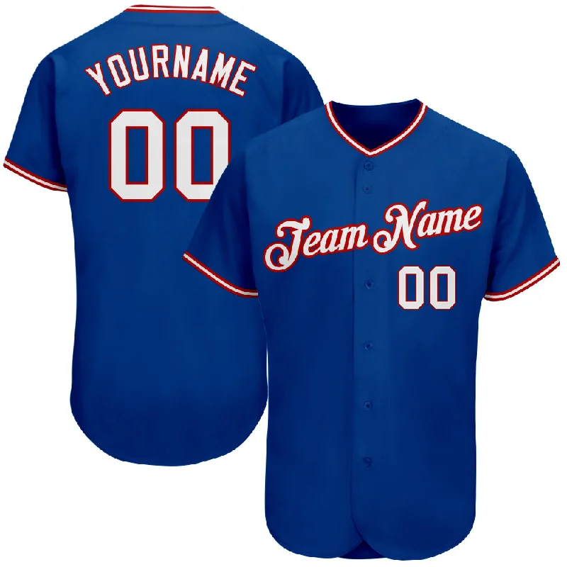 Baseball Jersey With Iconic Logo-Custom Royal White-Red Authentic Baseball Jersey