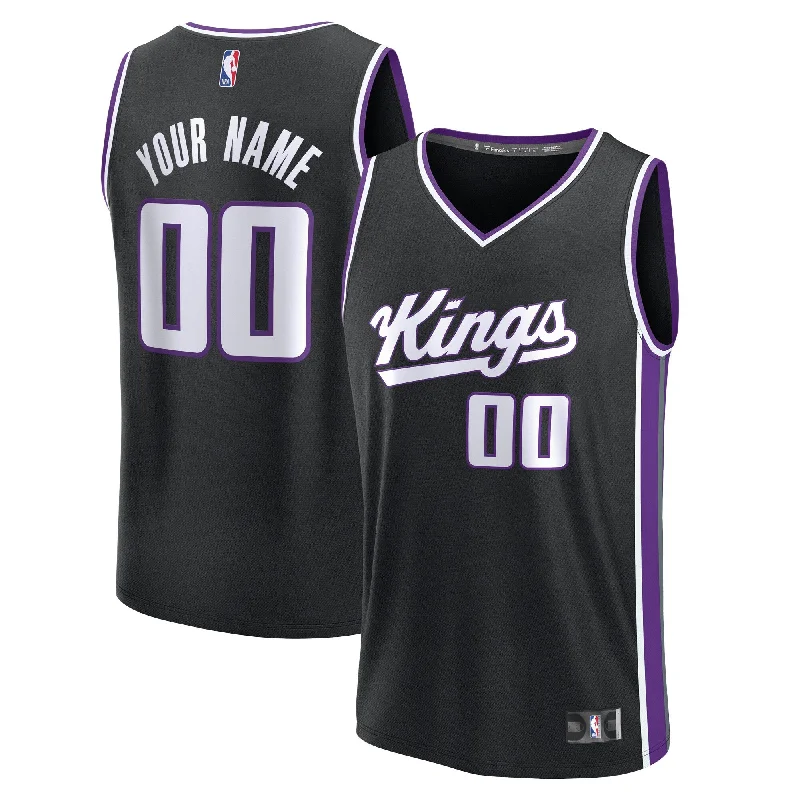 Basketball Jersey For Special Occasions-Sacramento Kings Branded Custom Fast Break Basketball Jersey - Black - Icon Edition