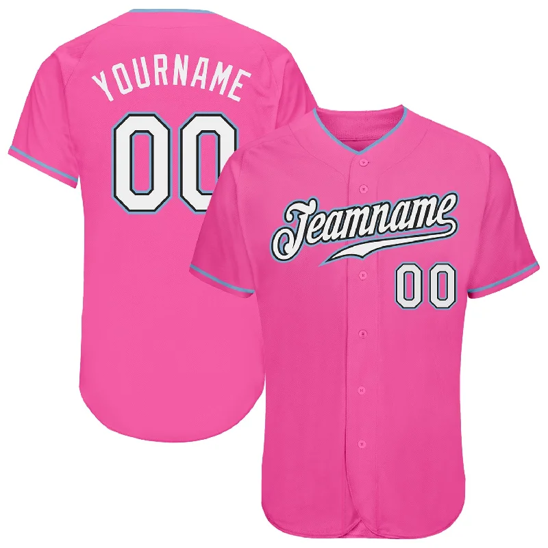 Baseball Jersey For Baseball Fans-Custom Pink White-Light Blue Authentic Baseball Jersey