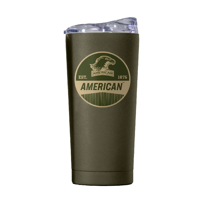 Custom Mug For Group Orders-American University 20oz Olive Badge Powder Coat Tumbler