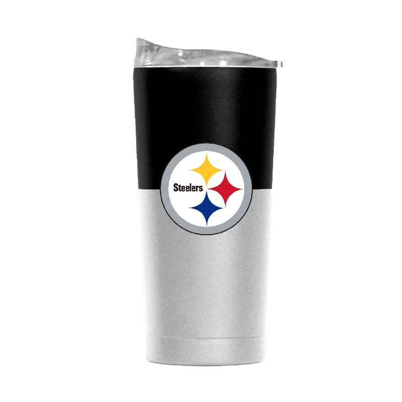 Personalized Team Mug For Fundraisers-Pittsburgh Steelers 20oz Colorblock White Powder Coat Tumbler