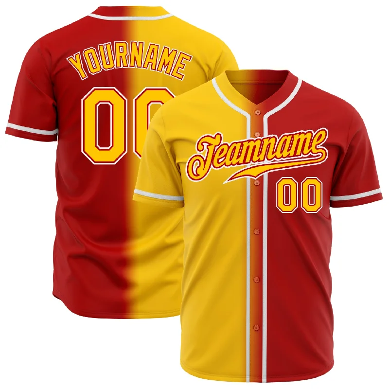 Baseball Jersey With Custom Colors-Custom Red Yellow-White Authentic Gradient Fashion Baseball Jersey