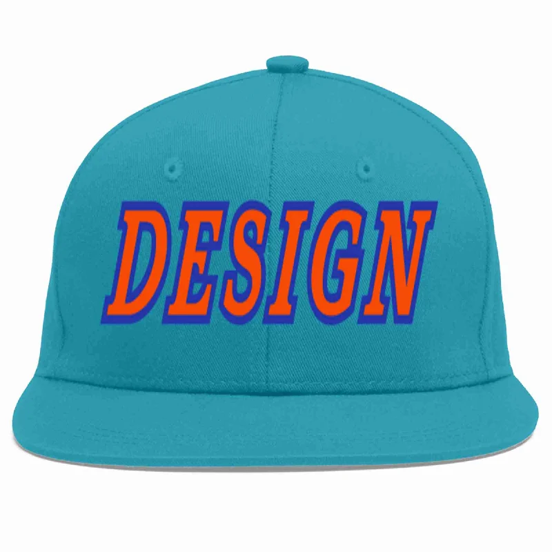 Baseball Cap For All-Weather Protection-Custom Aqua Orange-Royal Flat Eaves Sport Baseball Cap Design for Men/Women/Youth