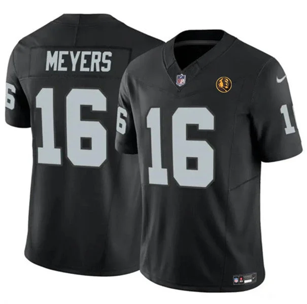 Football Jersey With Team Logo-Men's Las Vegas Raiders #16 Jakobi Meyers Black 2023 F.U.S.E. With John Madden Patch Vapor Limited Football Stitched Jersey