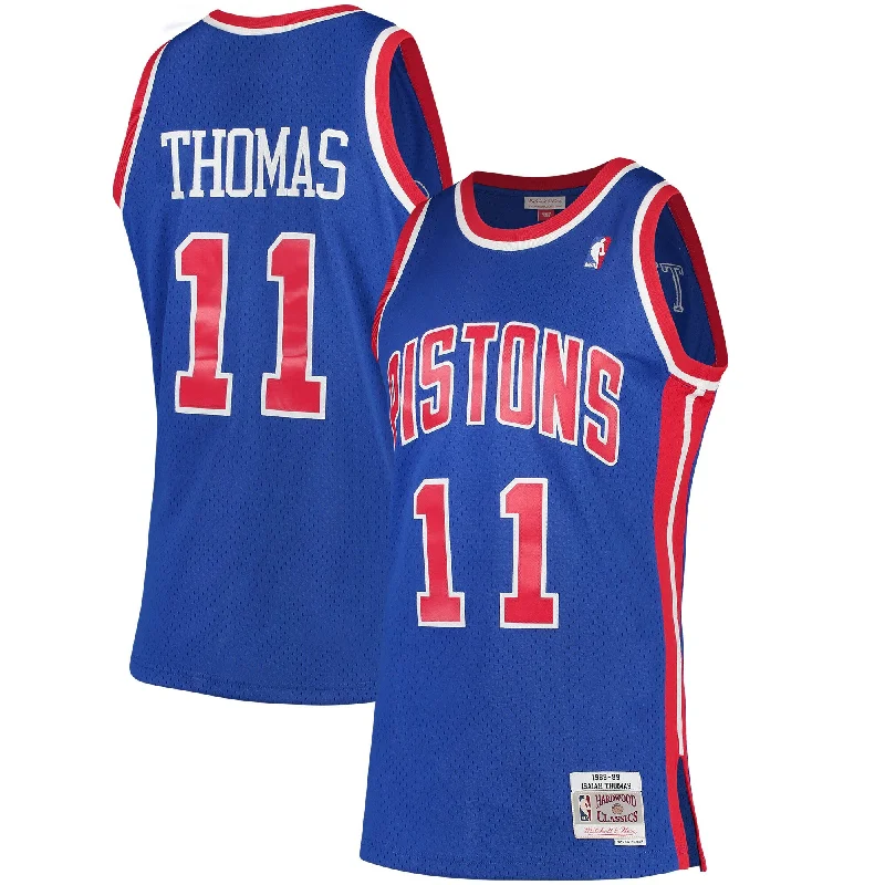 Basketball Jersey With Player Name and Number-Isiah Thomas Detroit Pistons 1988/89 Hardwood Classics Swingman Basketball Jersey - Blue