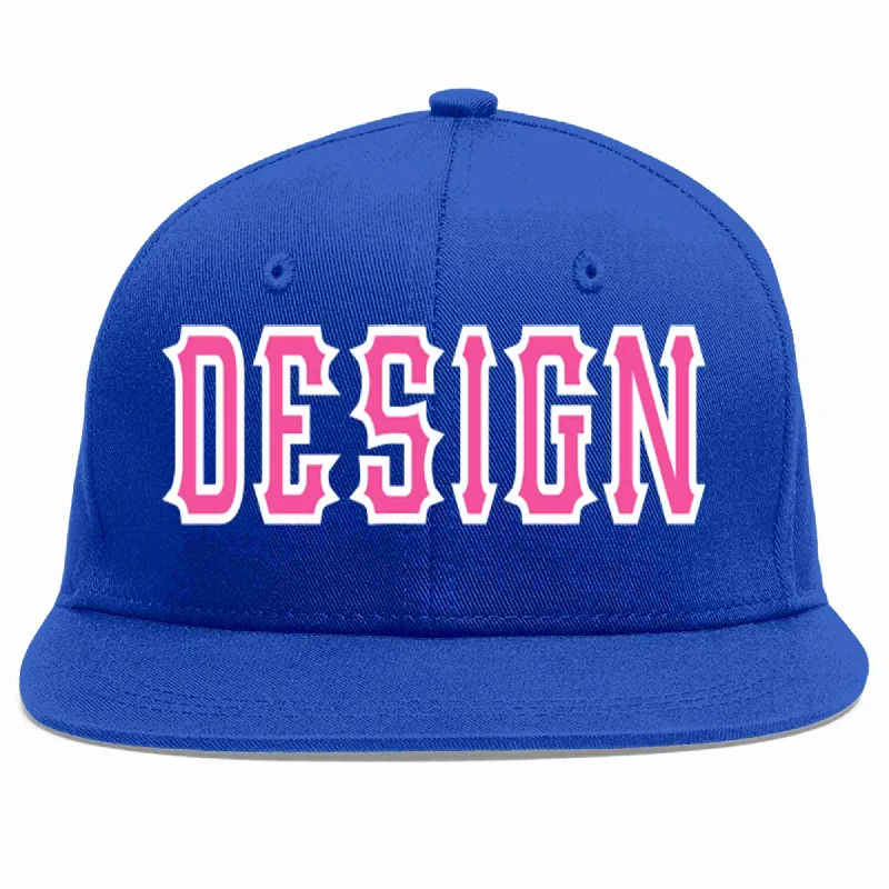 Baseball Cap For Trendy Styles-Custom Royal Pink-White Flat Eaves Sport Baseball Cap Design for Men/Women/Youth