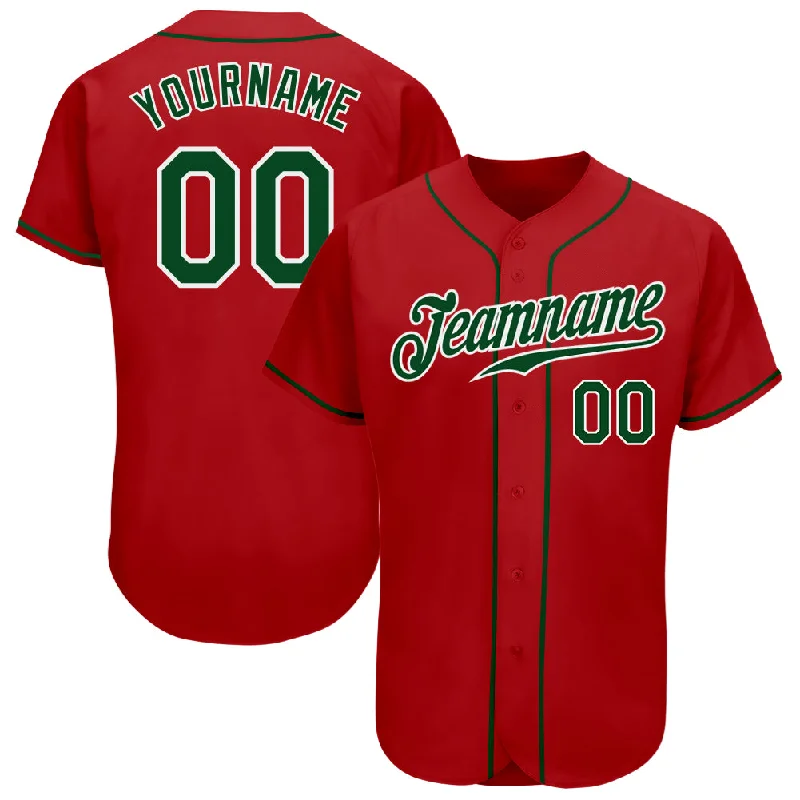 Baseball Jersey For Group Orders-Custom Red Green-White Authentic Baseball Jersey