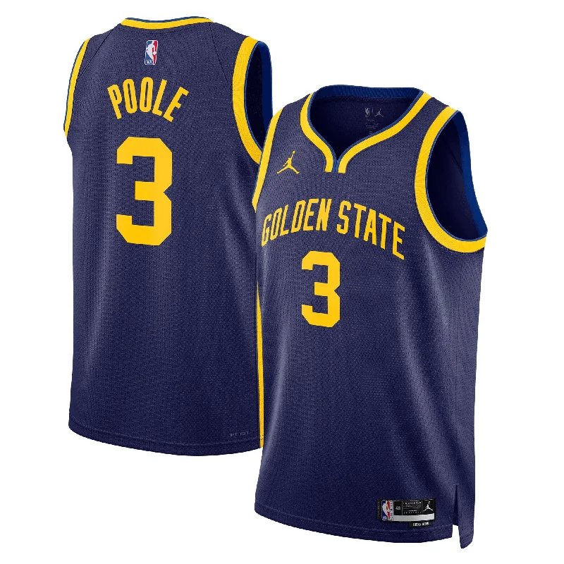 Basketball Jersey With Custom Team Logo-Jordan Poole Golden State Warriors Jordan Brand Unisex Swingman Basketball Jersey - Statement Edition - Navy