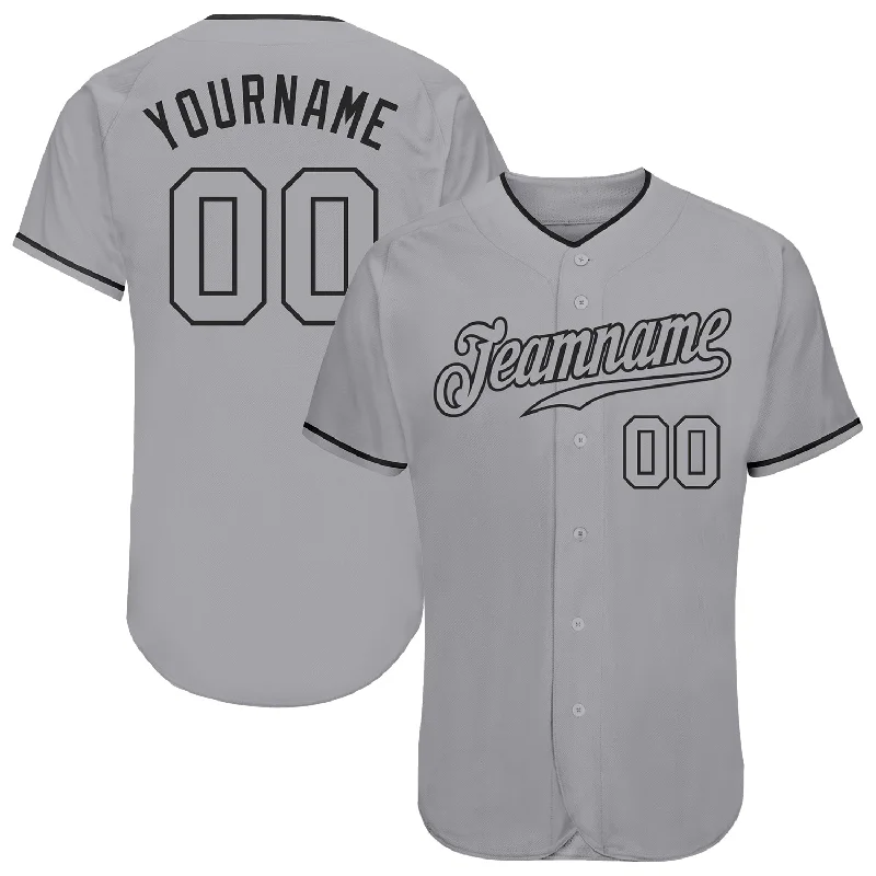 Baseball Jersey With Short Sleeve Style-Custom Gray Gray-Black Authentic Baseball Jersey