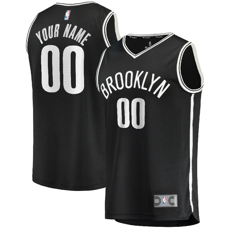 Basketball Jersey With Customizable Pockets-Brooklyn Nets Branded Fast Break Custom Basketball Jersey Black - Icon Edition