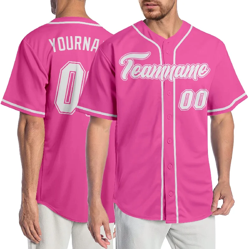 Baseball Jersey For Baseball Trainers-Custom Pink White Authentic Baseball Jersey