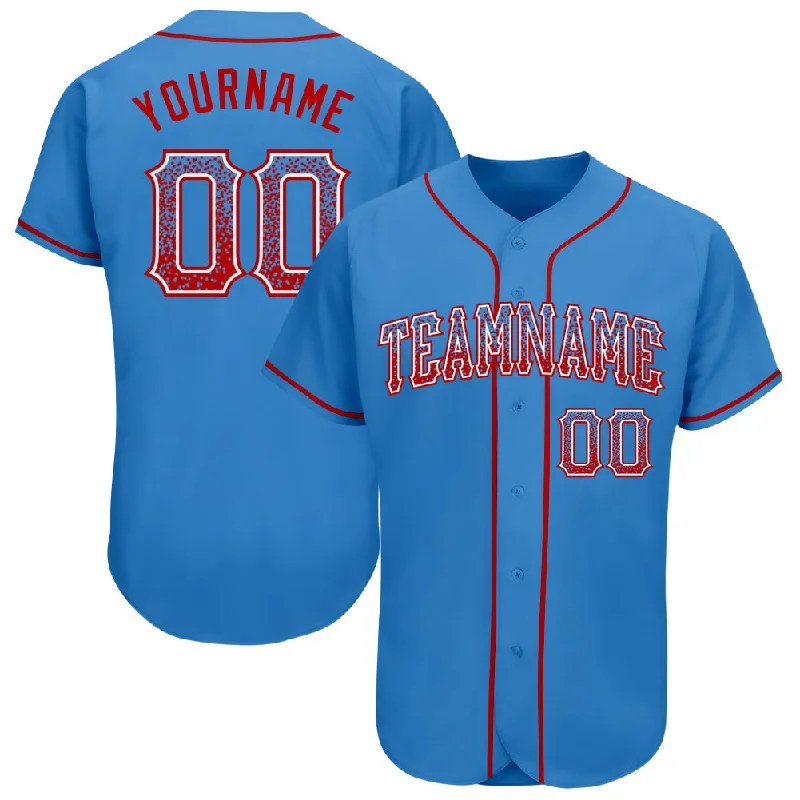 Baseball Jersey With Bold Team Name-Custom Powder Blue Red-White Authentic Drift Fashion Baseball Jersey