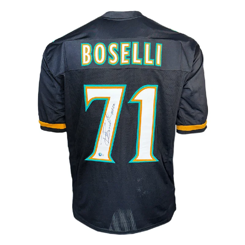 Rugby Jersey For Rugby Matches-Tony Boselli Signed HOF 22 Inscription Jacksonville Black Football Jersey (JSA)