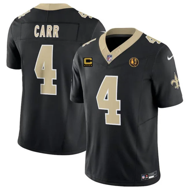 Custom Football Jersey For Special Occasions-Men's New Orleans Saints #4 Derek Carr Black 2023 F.U.S.E. With 4-star C Patch And John Madden Patch Vapor Limited Football Stitched Jersey