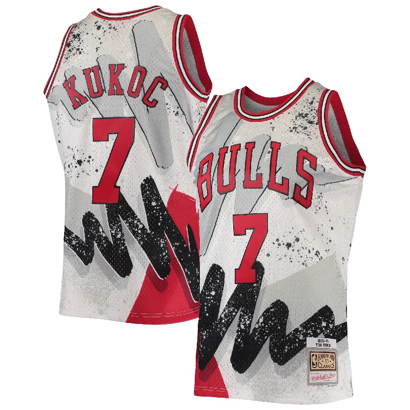 Basketball Jersey For School Teams-Toni Kukoc Chicago Bulls Hardwood Classics 1995/96 Hyper Hoops Swingman Basketball Jersey - White