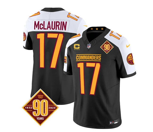 Football Jersey With Custom Player Numbers-Men's Washington Commanders #17 Terry McLaurin Black/White 2023 F.U.S.E. 90th Anniversary Vapor Limited Football Stitched Jersey