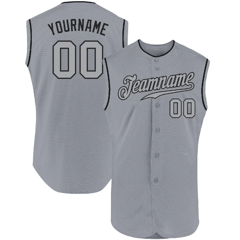 Baseball Jersey With Number-Custom Gray Gray-Black Authentic Sleeveless Baseball Jersey